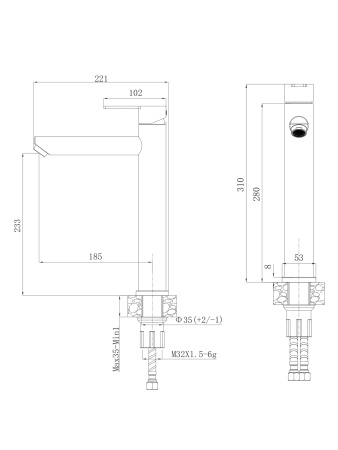 Смеситель для накладной раковины однорычажный высокий Agger Easy A3112144 черный матовый